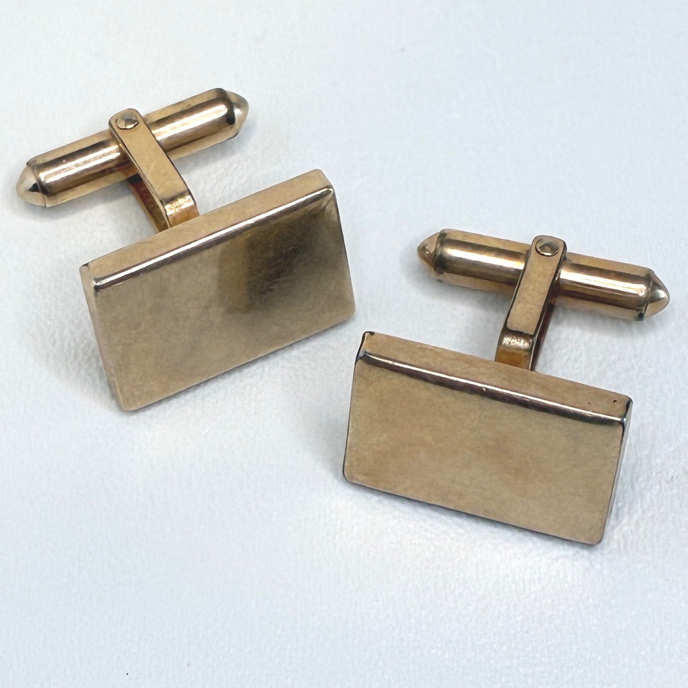 Vintage Cufflinks 1/20 12K Gold Filled Rectangular Polished Toggle Back